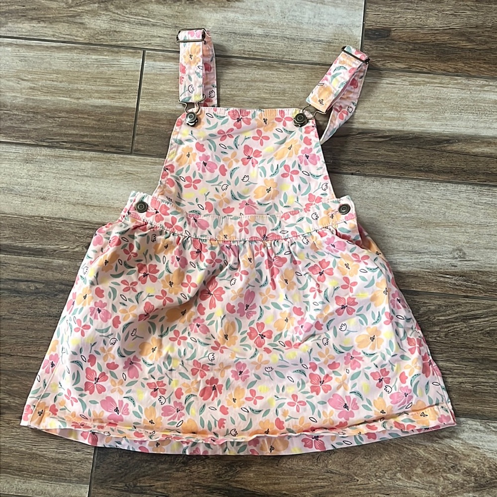 Anko pink denim overall floral dress